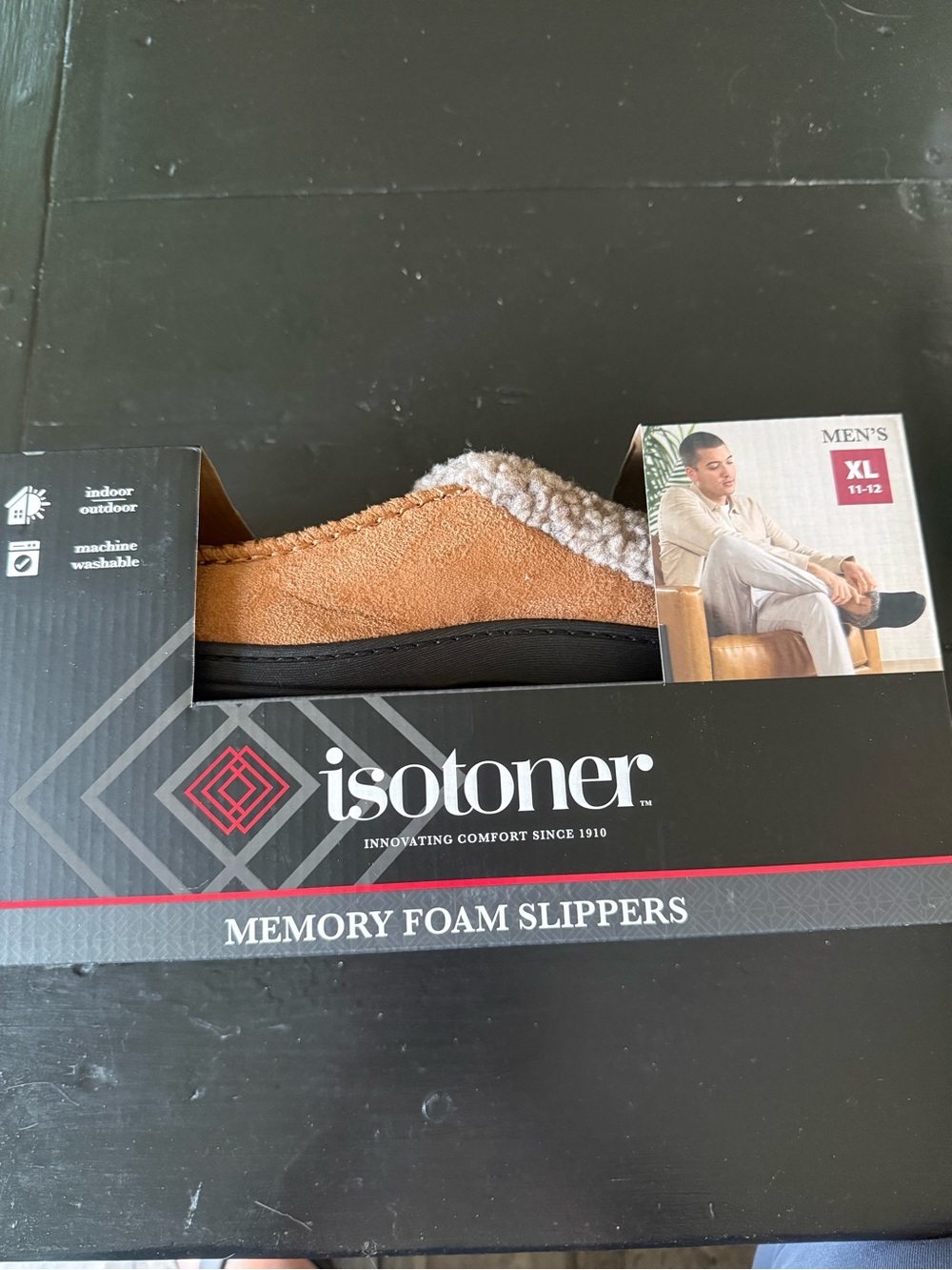 Isotoner Men’s Tan Memory Foam Slippers